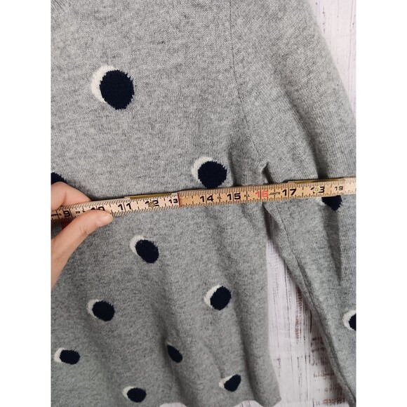J. Crew Sweater Women’s Small Gray Cashmere Polka Dot Long Sleeve Pullover - Picture 6 of 6